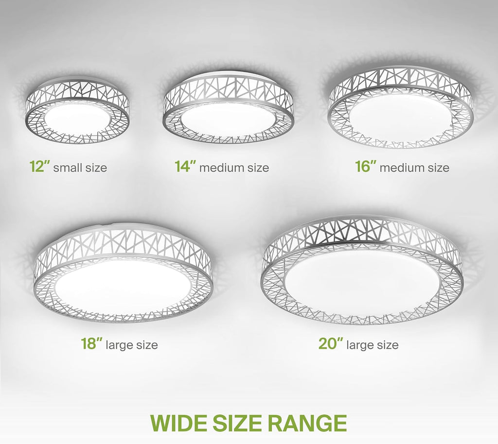 ASD 18 Inch LED Flush Mount Ceiling Light Fixture for Bedroom, 35W 1992LM 5CCT 2700K-5000K, Dimmable Lights, Dining, Living Room, Kitchen Lamps, Modern Home Lighting Fixtures, Nickel, ETL, 2 Pack