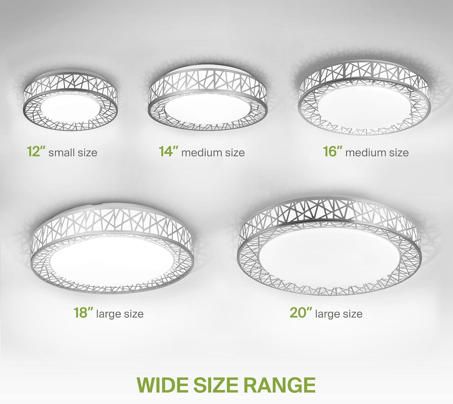 ASD 18 Inch LED Flush Mount Ceiling Light Fixture for Bedroom, 35W 1992LM 5CCT 2700K-5000K, Dimmable Lights, Dining, Living Room, Kitchen Lamps, Modern Home Lighting Fixtures, Nickel, ETL, 2 Pack