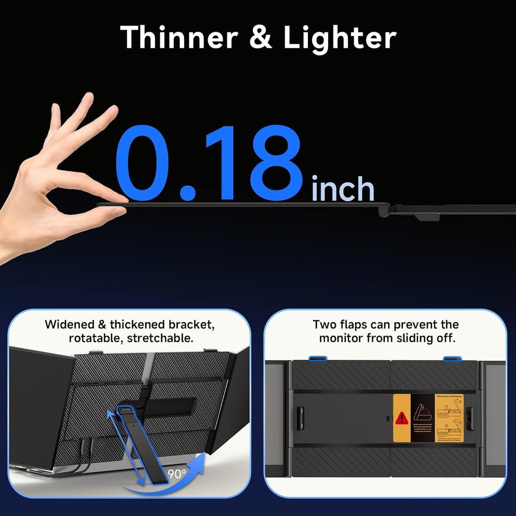 15.3' Laptop Screen Extender, 1200P FHD Ultra-Thin Triple Screen Laptop Monitor Extender, 100% sRGB Travel Portable Monitor for Laptops, Multi Screens Laptops Attachment Compatible with Windows Mac