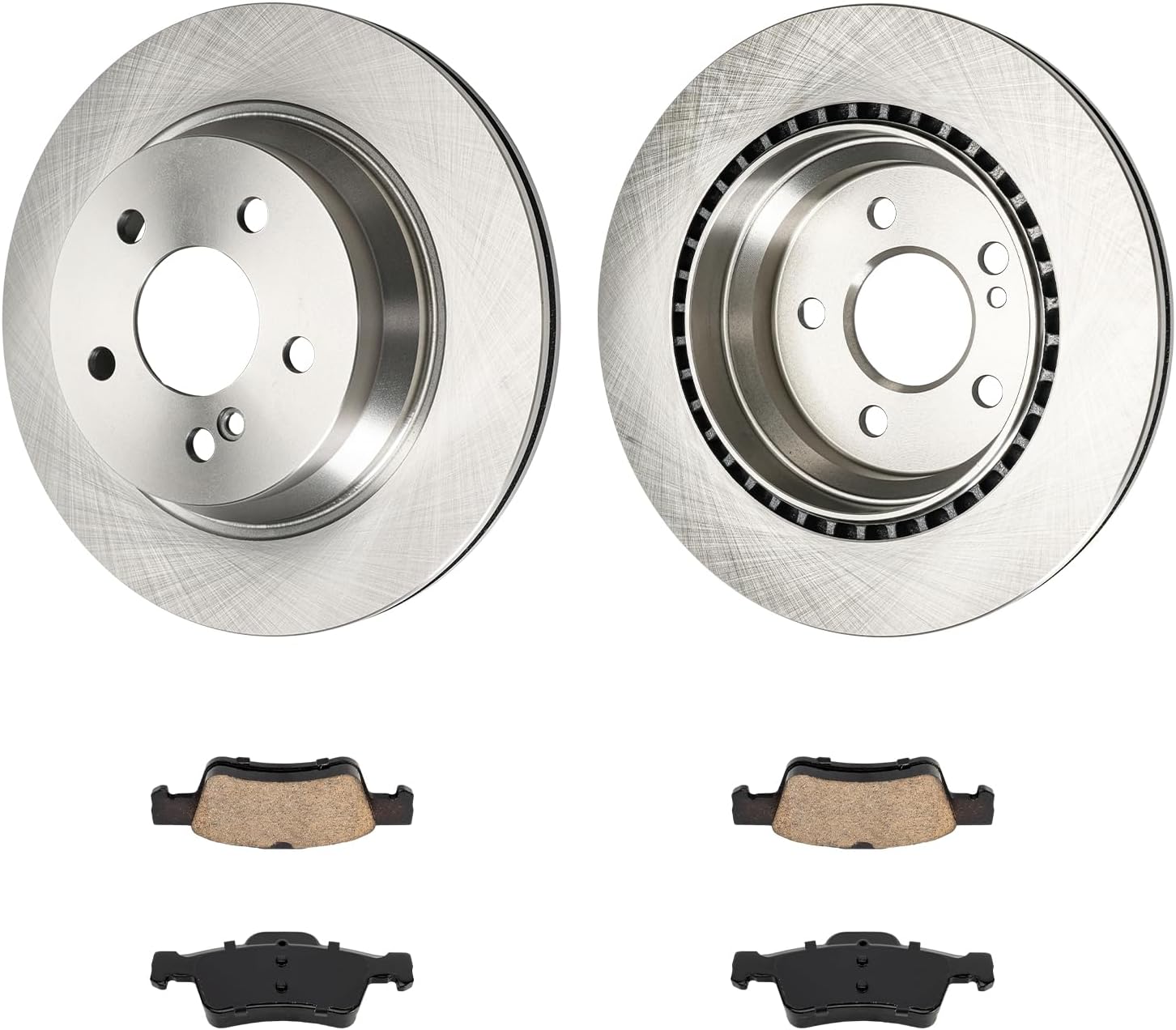 KAX Rear Brake Pads and Rotors for Mercedes-Benz E350 2006-2016, E320 2003-2005, CLS550 2007-2011, E400 2013-2016, Vented Brake Rotor Ceramic Brake Pads Replacement (#34247+D986, 11.81inch, 300MM)