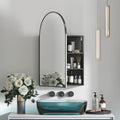 Arched Medicine Cabinet Mirror for Bathroom, Brushed Black Arch Mirror Cabinet with Storage,Adjustable Shelves, Wall Mounted Only, Modern Bathroom Storage,20x32 Inch