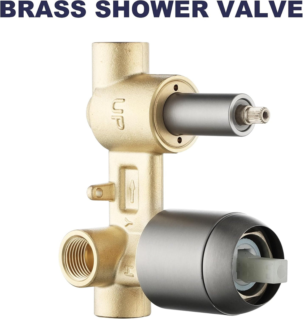 Shower System, Shower Faucet Set, 8' Rainfall Shower Head and Handheld Spray Combo, Round Shower Head and Handle Set with Valve and Trim Kit, Brushed Nickel