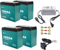 4 Pack 12V 20Ah Battery with 48V Charger for 6-DMF-20 6-DZF-20 6-DZM-20 – Sealed AGM SLA Maintenance-Free Battery Set for Scooter Go Kart ATV UTV Golf Cart Snowmobile Jet Ski Lawn Mower