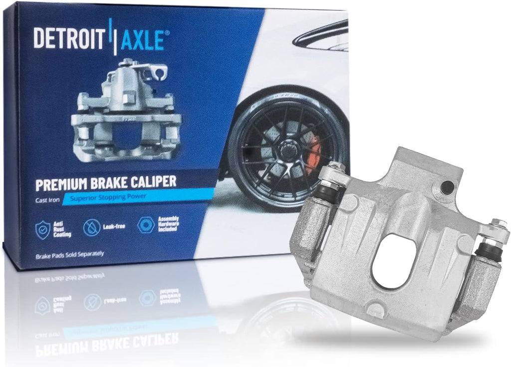 Detroit Axle - Rear Drilled Brake Rotors + Right Brake Caliper Replacement for Traverse Acadia Buick Enclave Saturn Outlook - 3pc Set