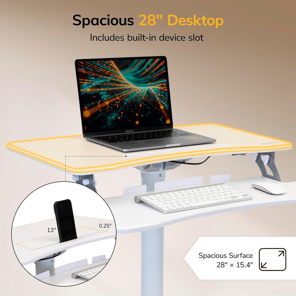 Mount-It! Mobile Computer Cart, Height-Adjustable Rolling Workstation with 28' Desktop, Keyboard Tray, Storage Shelves & Locking Wheels, Mobile Computer Stand for Office, Classroom, or Home