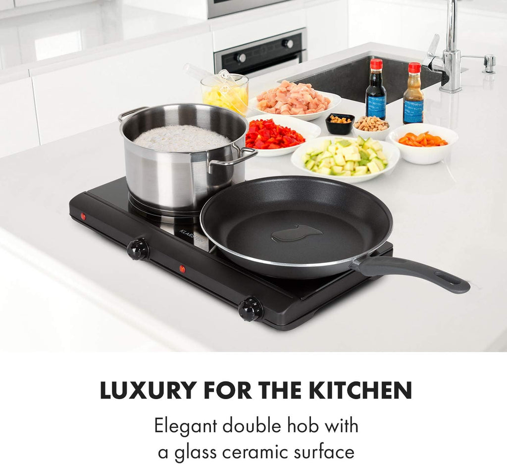 Klarstein 2 x 2400 W built-in ceramic hob, 2-burner hob, ceramic hob, ceramic hob, ceramic hob, stainless steel electric hob