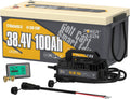 Power Queen 36V 100Ah Lithium Golf Cart Battery Kit with 25A Waterproof Charger,LCD 500A Monitor, Bluetooth & Low Temp Protection, 15000+ Cycles for 36V-72V Electric Outboard Motor, Marine, Golf Cart