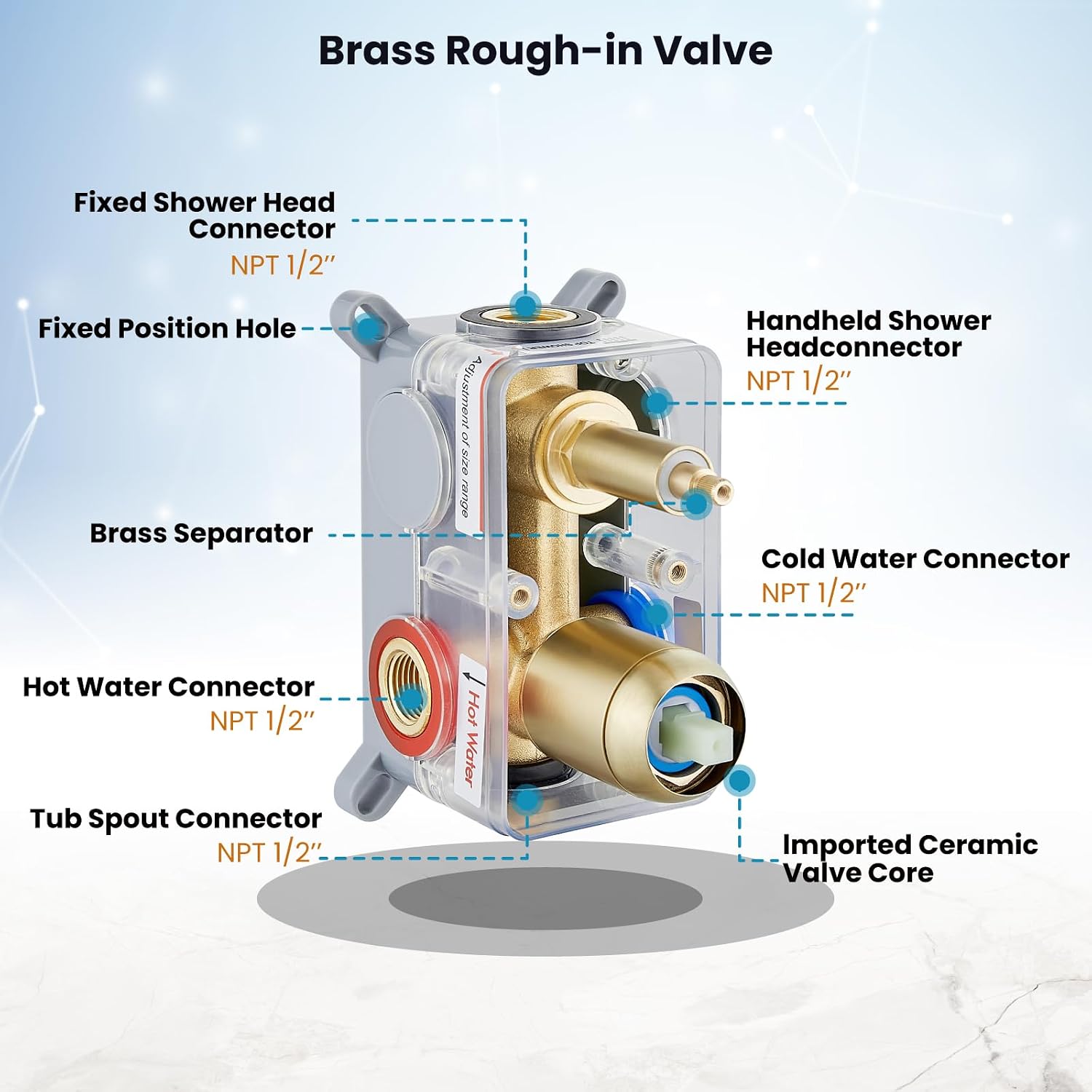 gotonovo Shower System with Tub Spout Wall Mounted Rain Shower Head and Handle Combo Shower Faucet Set with Valve, 12 Inch, Brushed Gold