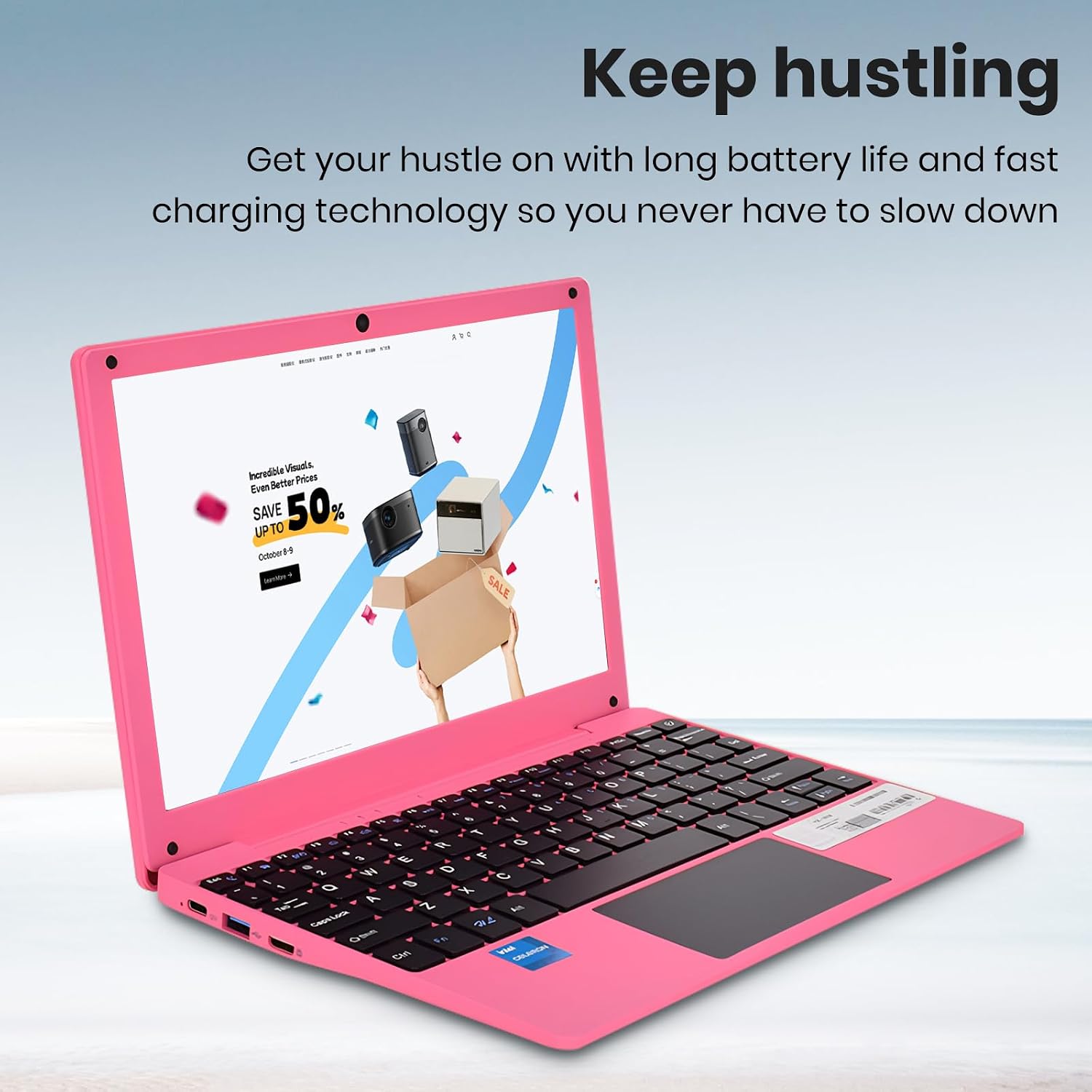 Portable Mini Education Laptop Computer with Celeron N4000 CPU 8GB RAM 256GB SSD HD IPS Screen, Laptop Computer for Learning, Office Work (Red)