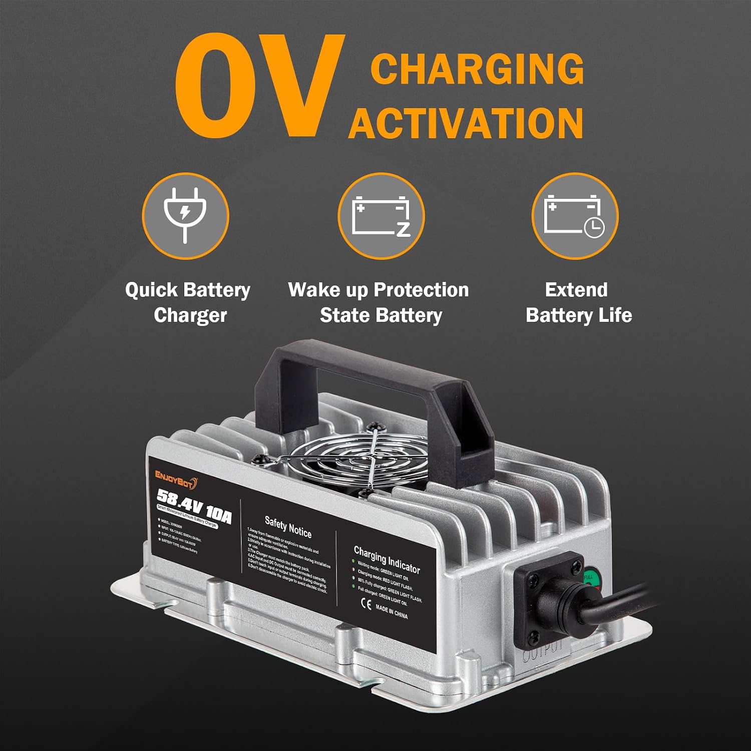 Enjoybot 48V 65Ah LiFePO4 Lithium Battery Self Heating with 58.4V 10A Charger, Built-in 120A BMS and Bluetooth, 10-Year Lifetime, Peak Current 500A for Golf Cart RV Camper Solar