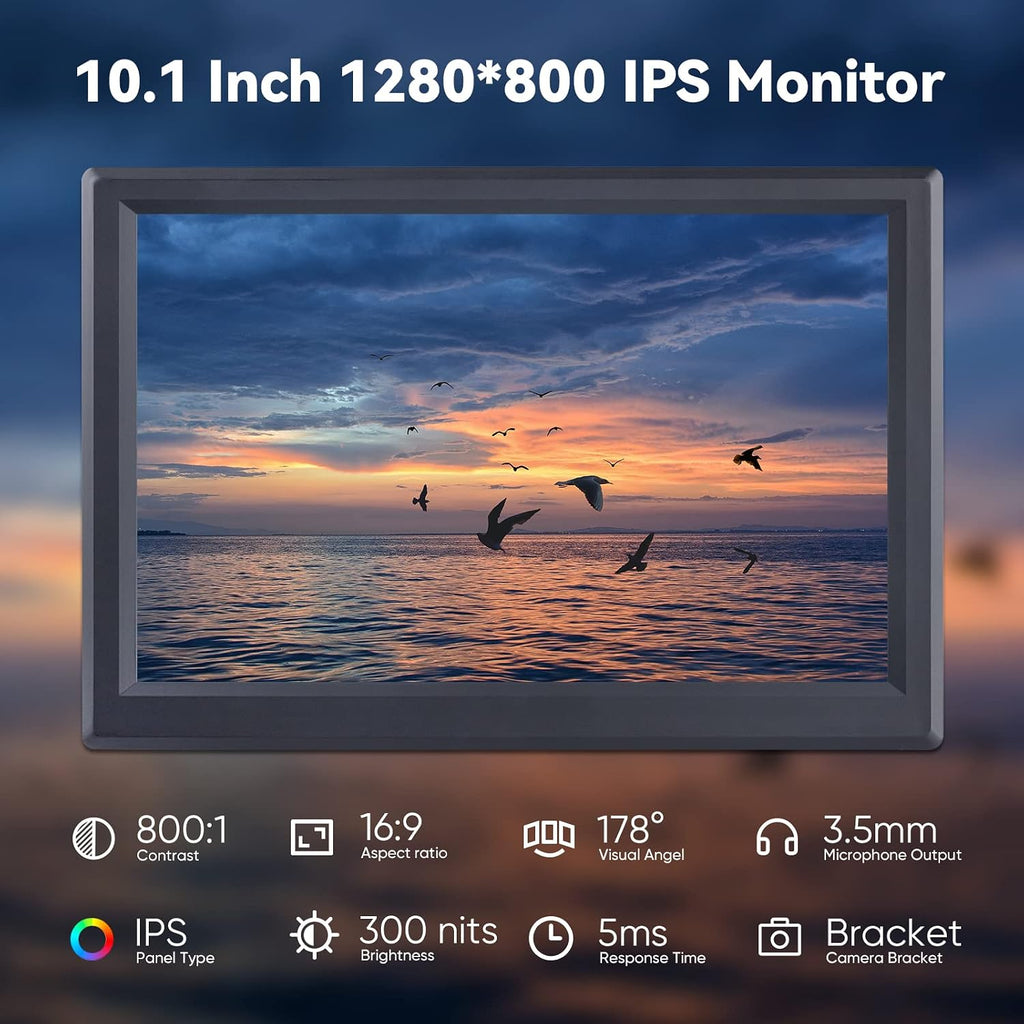 SunFounder 10.1'' IPS Display for Raspberry Pi - 10.1 Inch Portable Laptop Monitor, 1280*800 Resolution, Cooling Fan (Non-Touch)