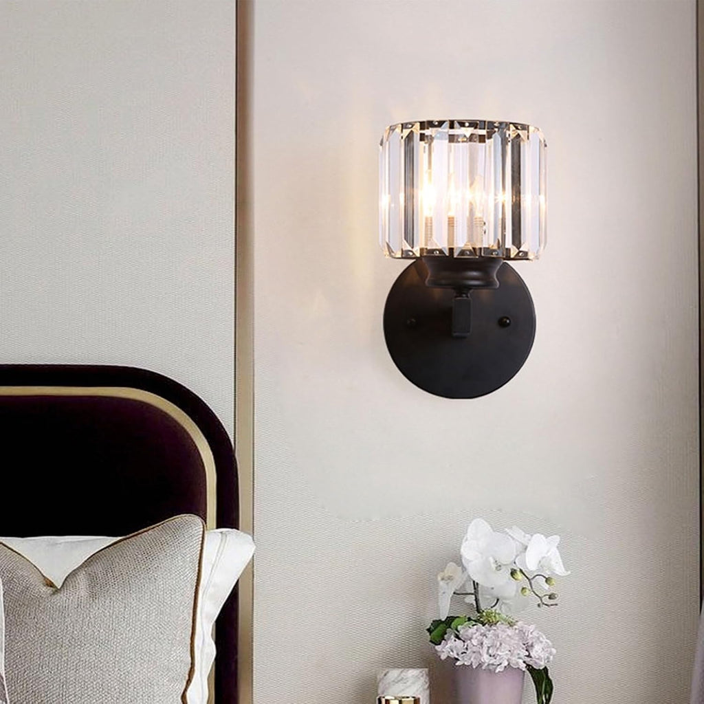 Clear Glass Prisms Wall Sconces Nordic Modern Wrought Iron Wall Light Wall Mounted Lighting Fixture for Bedroom Bedside Living Room Hallway Bathroom Vanity Lamp