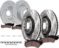 Detroit Axle - 8pc Brake Kit for 2011 2012 2013 Audi A3 [Base] 11.34' inch Front and 11.10' inch Rear Drilled and Slotted Disc Brake Rotors Ceramic Brakes Pads with Hardware Replacement
