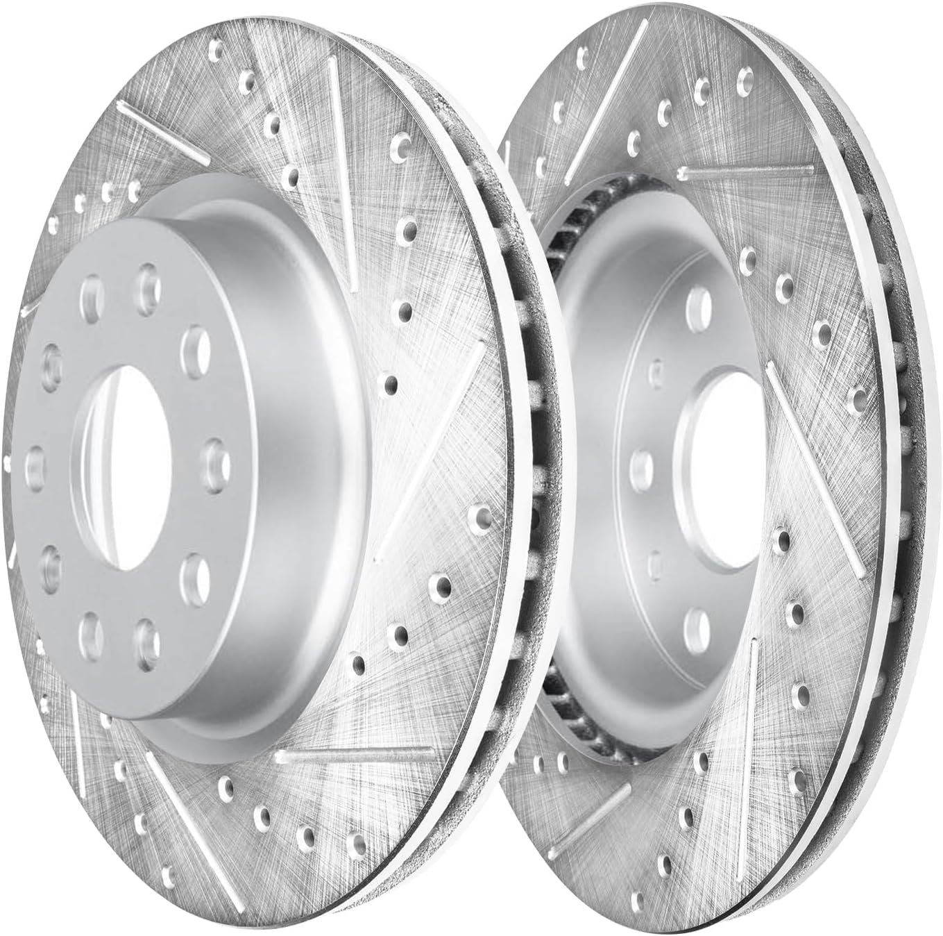 Detroit Axle - Front Brake Kit for Jeep 2018-2023 Wrangler, 12.99' inch Drilled and Slotted Disc Brakes Rotors Ceramic Brake Pads with Hardware 2019 2020 2021 2022 Replacement
