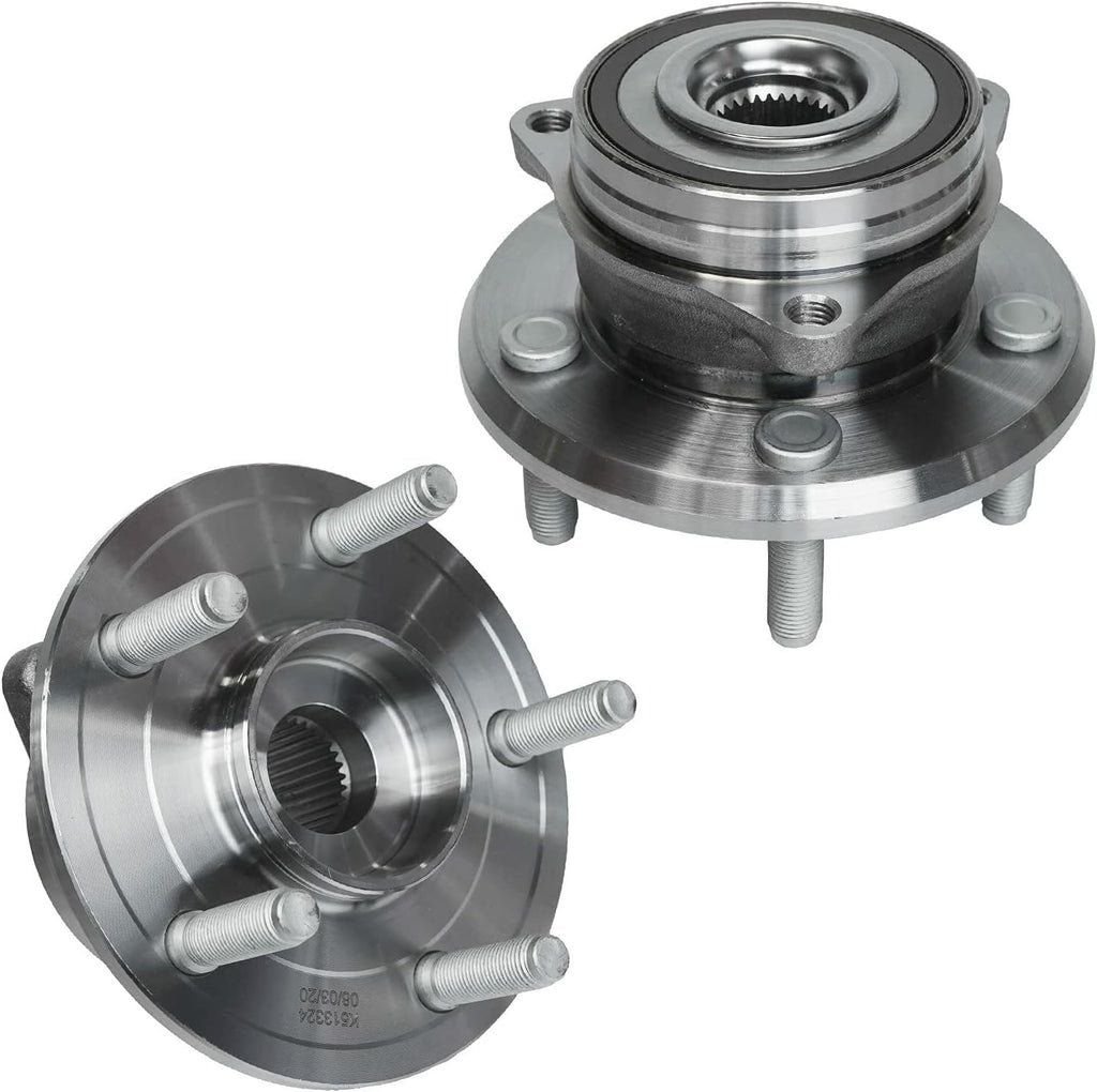 Detroit Axle - Front Brake Kit for Jeep 2015-2020 Grand Cherokee 2011-2020 Dodge Durango, Drilled Disc Brake Rotors Brake Pads Wheel Bearing Hubs Wheel Lug Nuts Replacement : 13.78'' inch Rotor