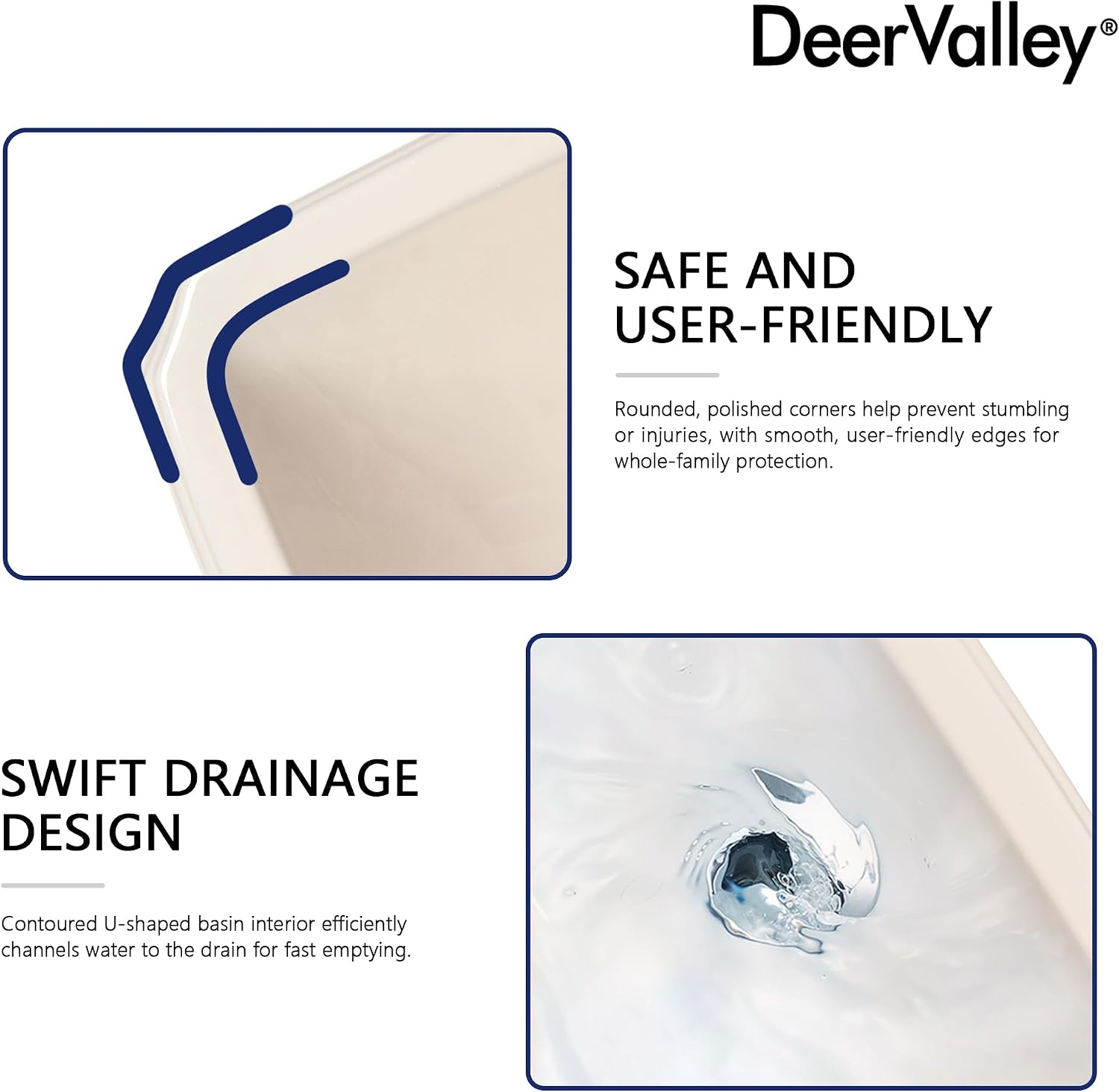 DeerValley 23x19 Inch Bone Colored Pedestal Sink Combo with Overflow and Single Faucet Hole, Ceramic Bathroom Vanity Sink, Model DV-1P522BN01