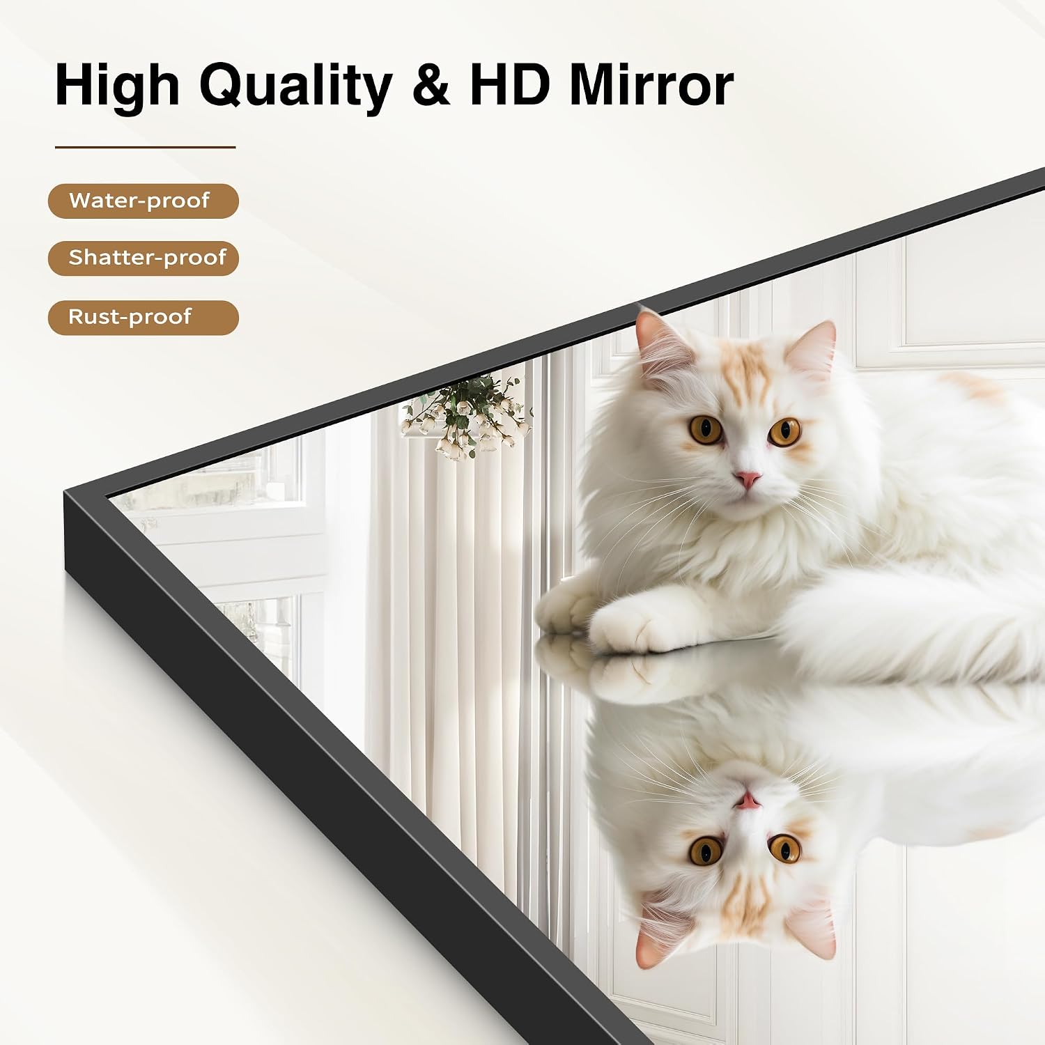 COFENY Bathroom Black Mirror, 36x55in Black Rectangle Mirror with Thin Metal Frame, Large Rectangular Wall Mirror for Bathroom, Living Room, Hair Salon, Big Farmhouse Mirror Hang Horizontal/Vertical