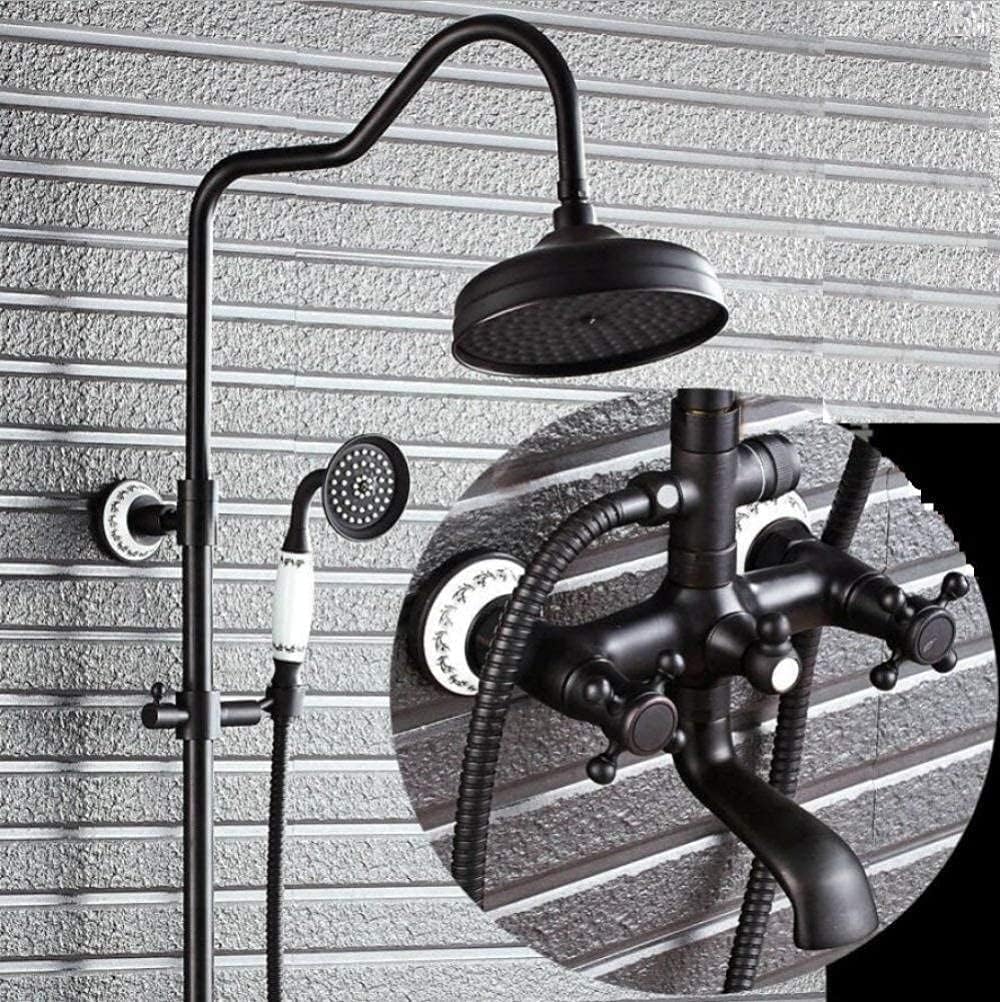 Shower Set Continental Vintage High-End Comfortable Bathroom Black Bronze Round Type Rubber Top Spray Handheld Top Spray Hot and Cold Dual Use Shower Set