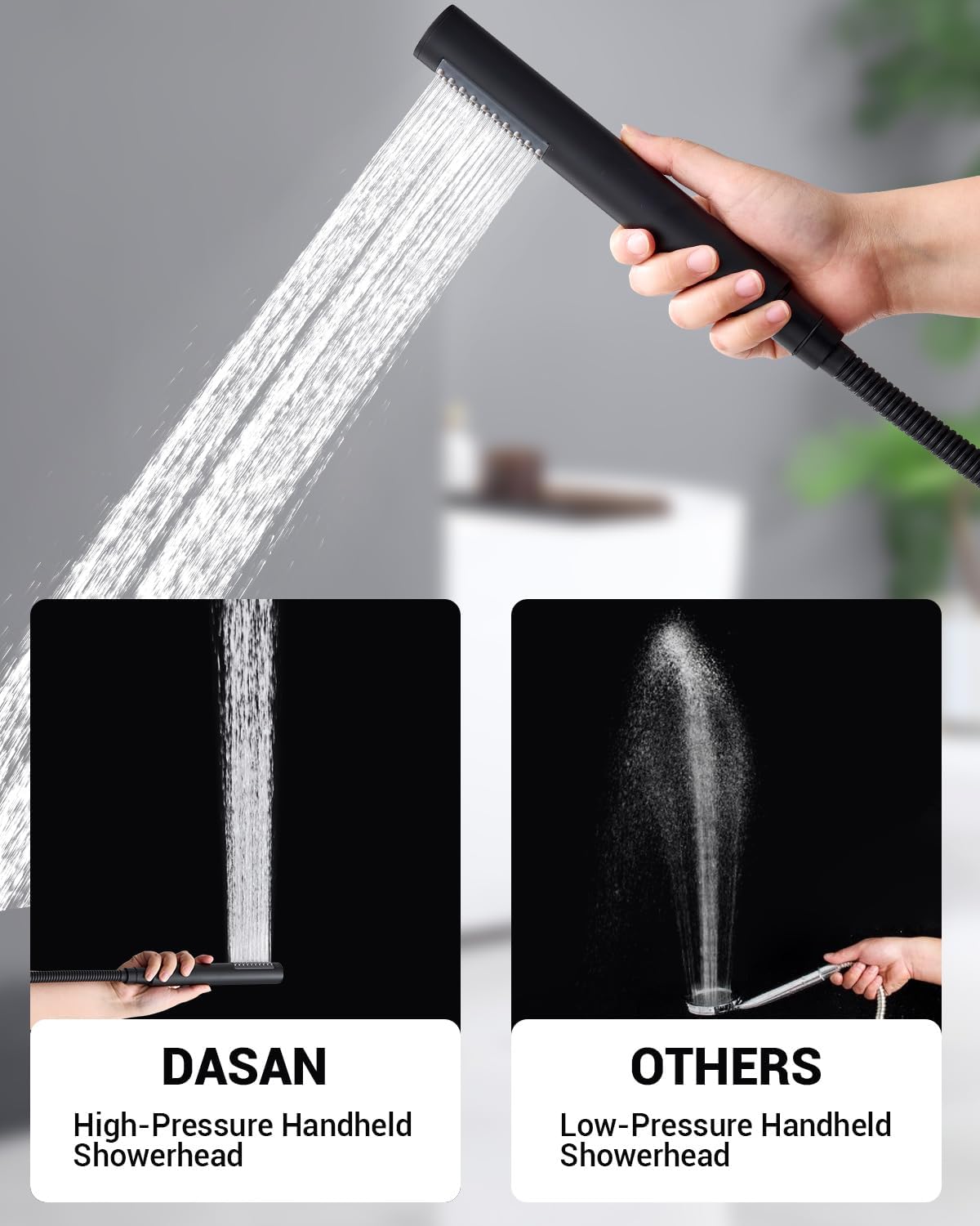 Dasan Rainfall Full Body Shower Faucet System with 12'' Round Shower & 6'' Shower Head,Matte Black Dual Shower Head Faucets Set with Handheld & Valve, Double Shower Head System for Couples/ 2-Person