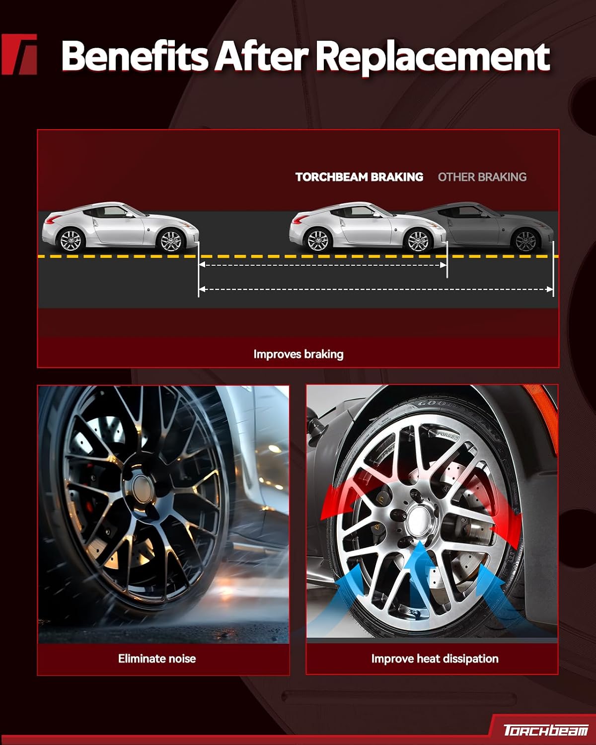 Torchbeam Front & Rear Brake Kit for Corolla Toyota 2014-2019 1.8L, Matrix Toyota 2009-2013 1.8L, Vibe Pontiac 2009-2010 1.8L, Corolla Toyota 2009-2010 2.4L, Brake Rotors and Pads Replacement