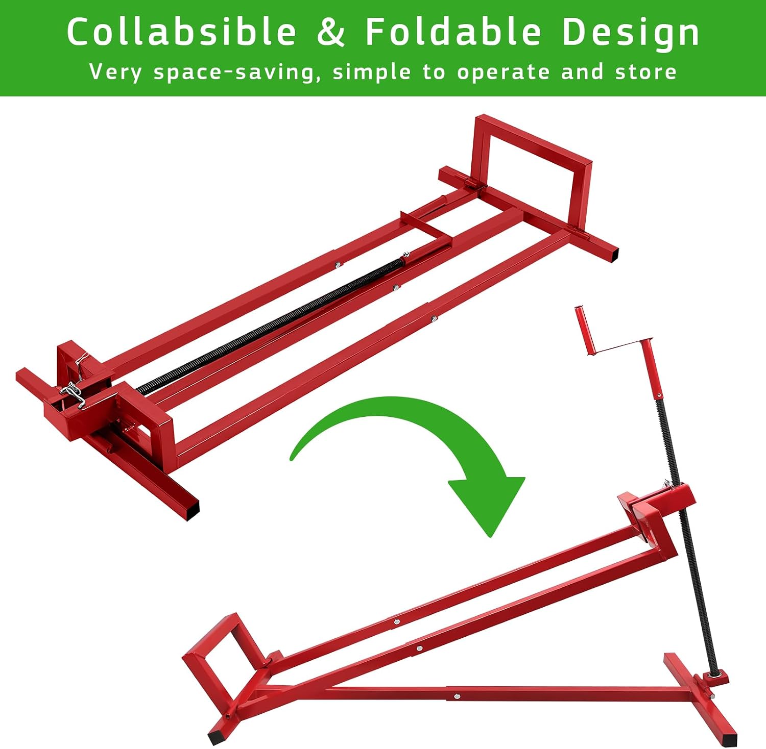 Lawn Mower Lift Jack, TUNTENDO Lifting Platform 882 Lbs Capacity Telescopic Maintenance Jack for Garden Tractors & Riding Lawn Mower with Manual Handle & Power Tool Extension Handle (Red)