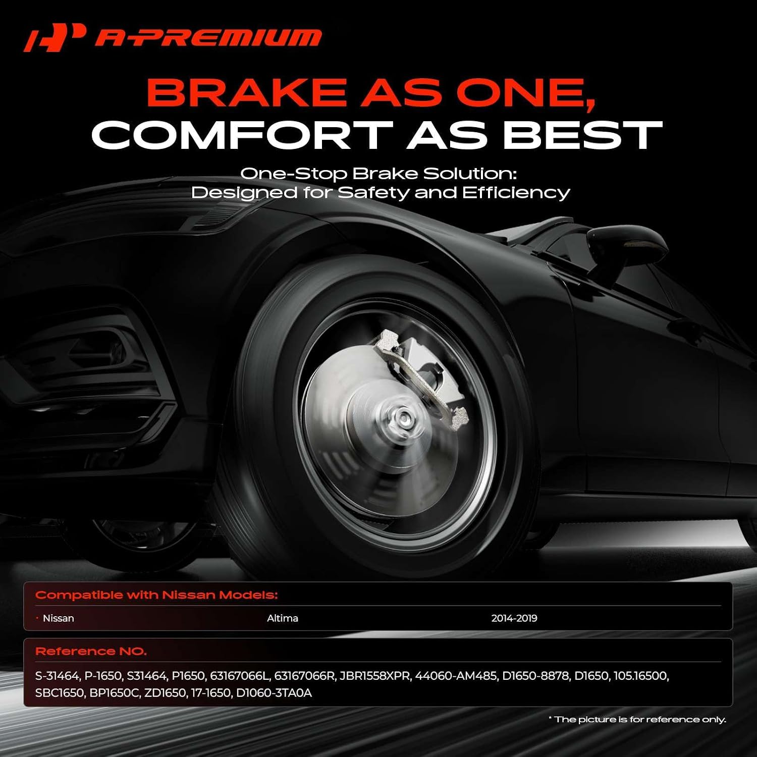 A-Premium 11.65 inch(295.91 mm) Front Drilled and Slotted Disc Brake Rotors + Ceramic Pads Kit Compatible with Select Nissan Models - Altima 2014 2015 2016 2017 2018 2019, 6-PC Set