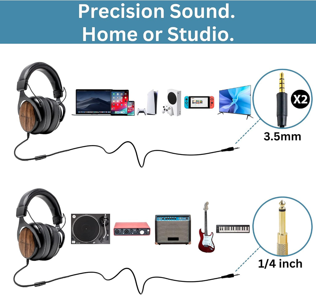 thinksound ov21- Wired Headphones - Over Ear Closed Back Pro Studio Monitor with Mic Professional Grade, Critically Acclaimed, with Detachable Corded Cable for Recording, DJ, Guitar, Music, Podcast