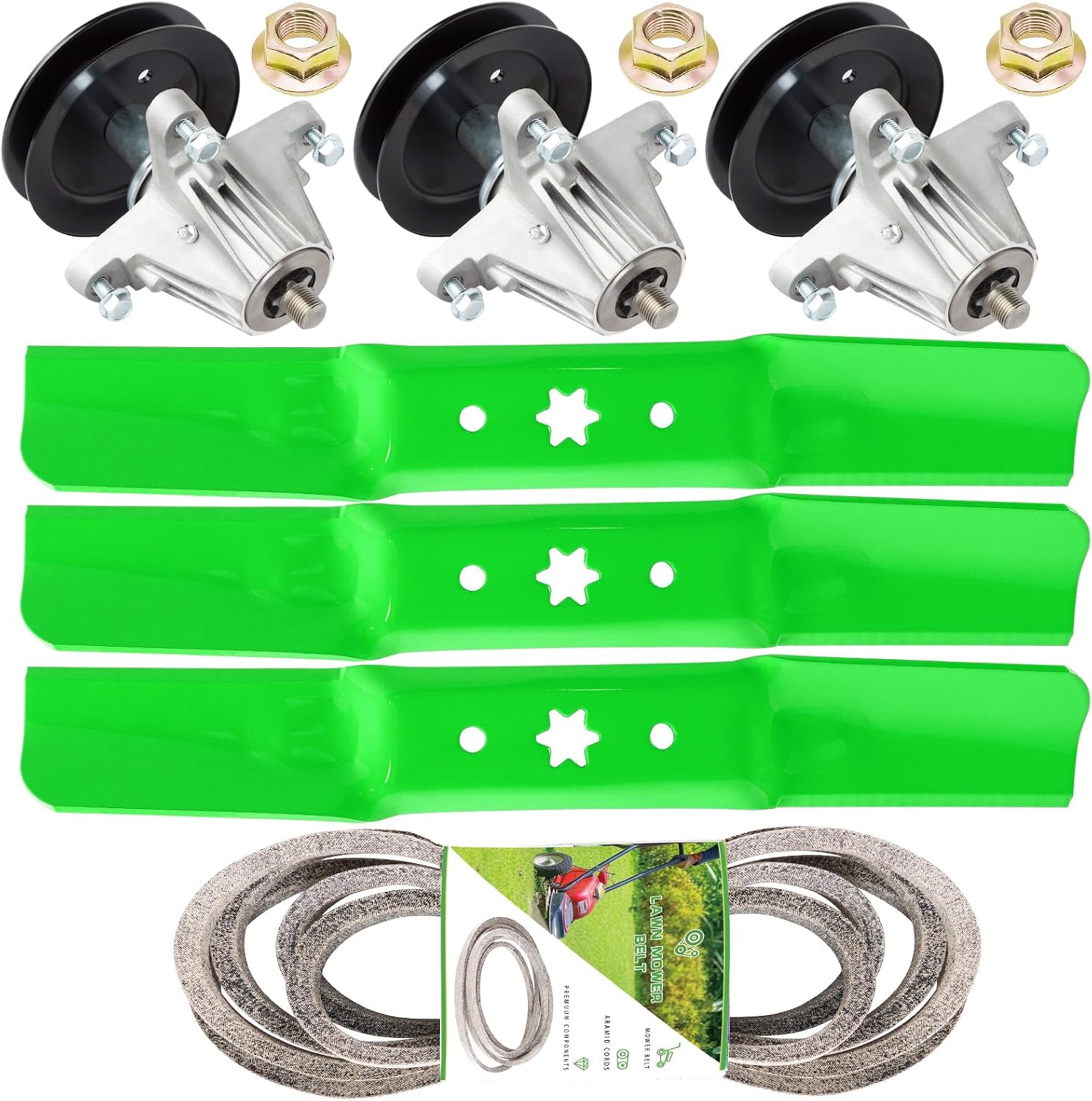 50 inch Deck Lawn Mower Rebuild Kits for Cub Ca det XT1-GT50 ZT1-50 ZT2-50 RZT-S50 L50 LX50 SX50 Crafts man G8300 Tr oy Bilt Includes 3 Spindle 918-06980 3 Blade 942-05052A 1 Be lt 954-04077A