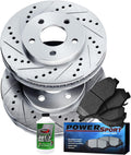 Power Sport Front Brakes and Rotors| Automotive Replacement Brake Kits| Front Semi Met Brake Pads and Rotors Kit| Fits 2012-2018 Mercedes Benz GLE300d, GLE350, GLE350d