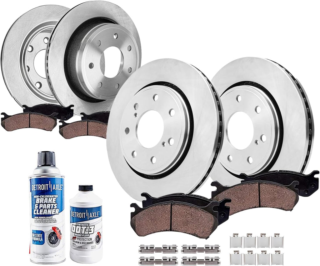 Detroit Axle - 10pc Brake Kit for 2012 2013 2014 Ford F-150, Disc Brakes Rotors Ceramic Brake Pads with Hardware Replacement : 13.78' inch Front and 13.70' inch Rear Rotors