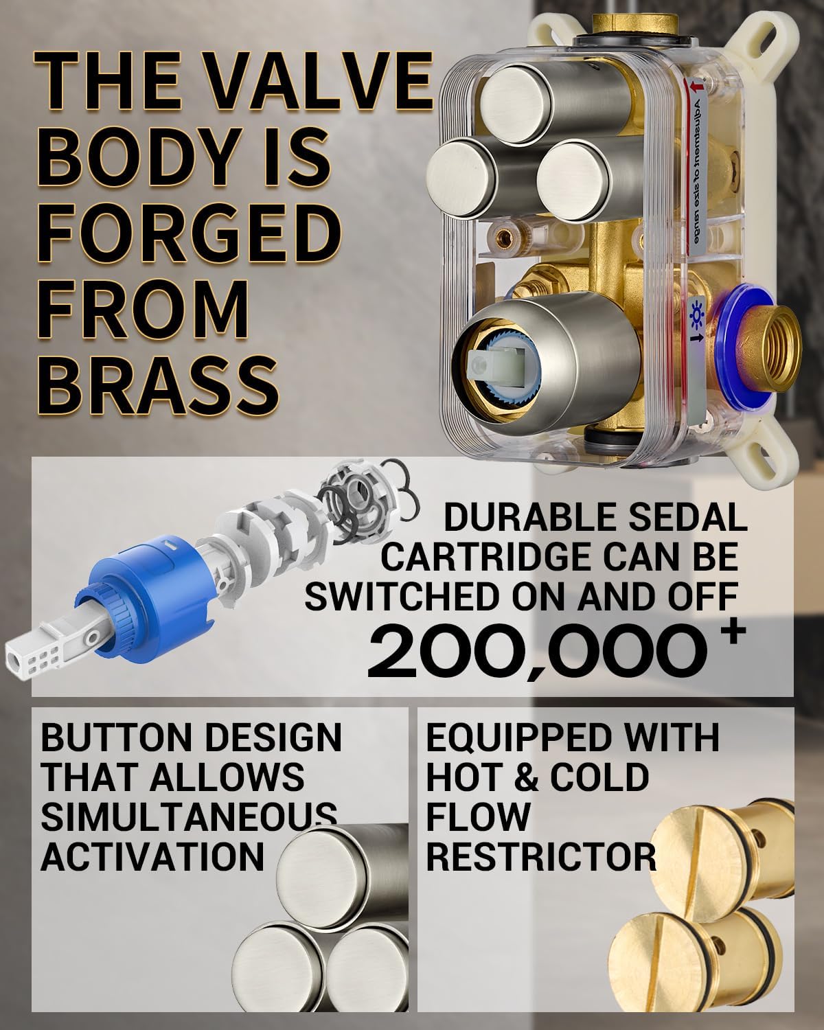 Dasan Rainfall Full Body Shower Faucet System with 12'' Round Shower & 6'' Shower Head,Brushed Nickel Dual Shower Head Faucets Set with Handheld & Valve, Double Shower Head System for Couples/2-Person