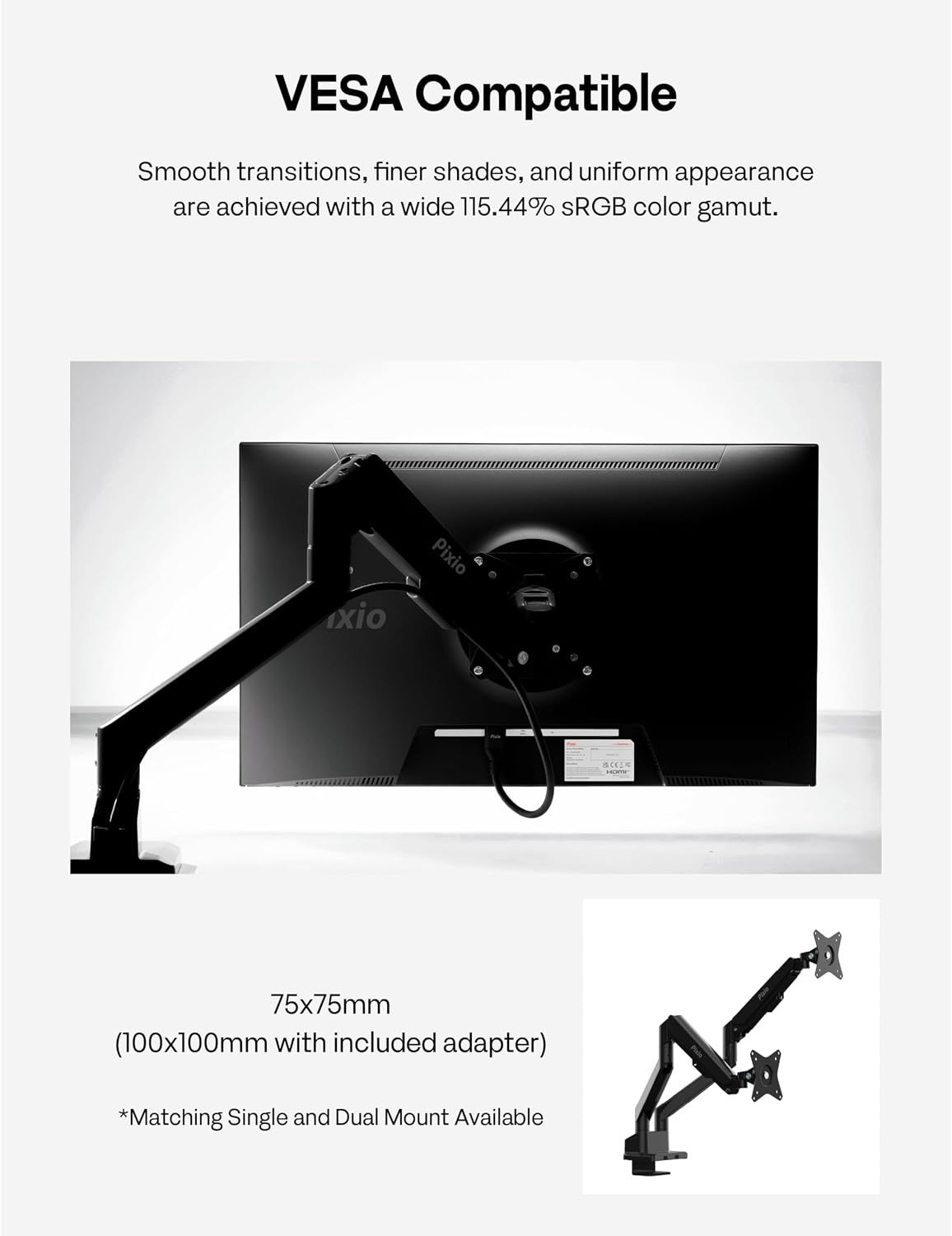Pixio PX246 Wave 24 inch 120Hz Refresh Rate FHD 1080p Resolution IPS Panel 4ms GTG Response Time Gaming Monitor with Adaptive Sync