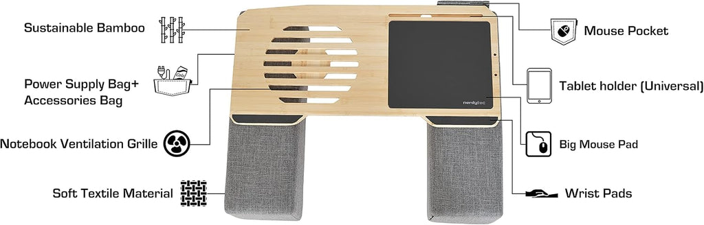 Couchmaster® CYWORX, Ergonomic Lap Desk for Notebooks or Wireless Equipment, Lapdesk for Home Office, Perfect for Couch and Bed, Including Pillows and Mousepad