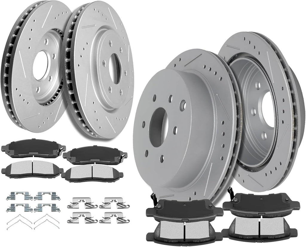 SCITOO Front Rear Brake Pads and Rotors Kits Fit For Nissan Frontier 2005-2019,For Nissan Xterra 2005-2015,For Suzuki Equator 2009-2012