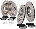 SCITOO Brake Kits For Lexus For RX350/For RX450h 2010-2015,For Toyota For Highlander 2014-2019,For Sienna 2011-2020 Drilled & Slotted Disc Brake Rotors and Ceramic Brake Pads 31511;31544;D1324;D1391
