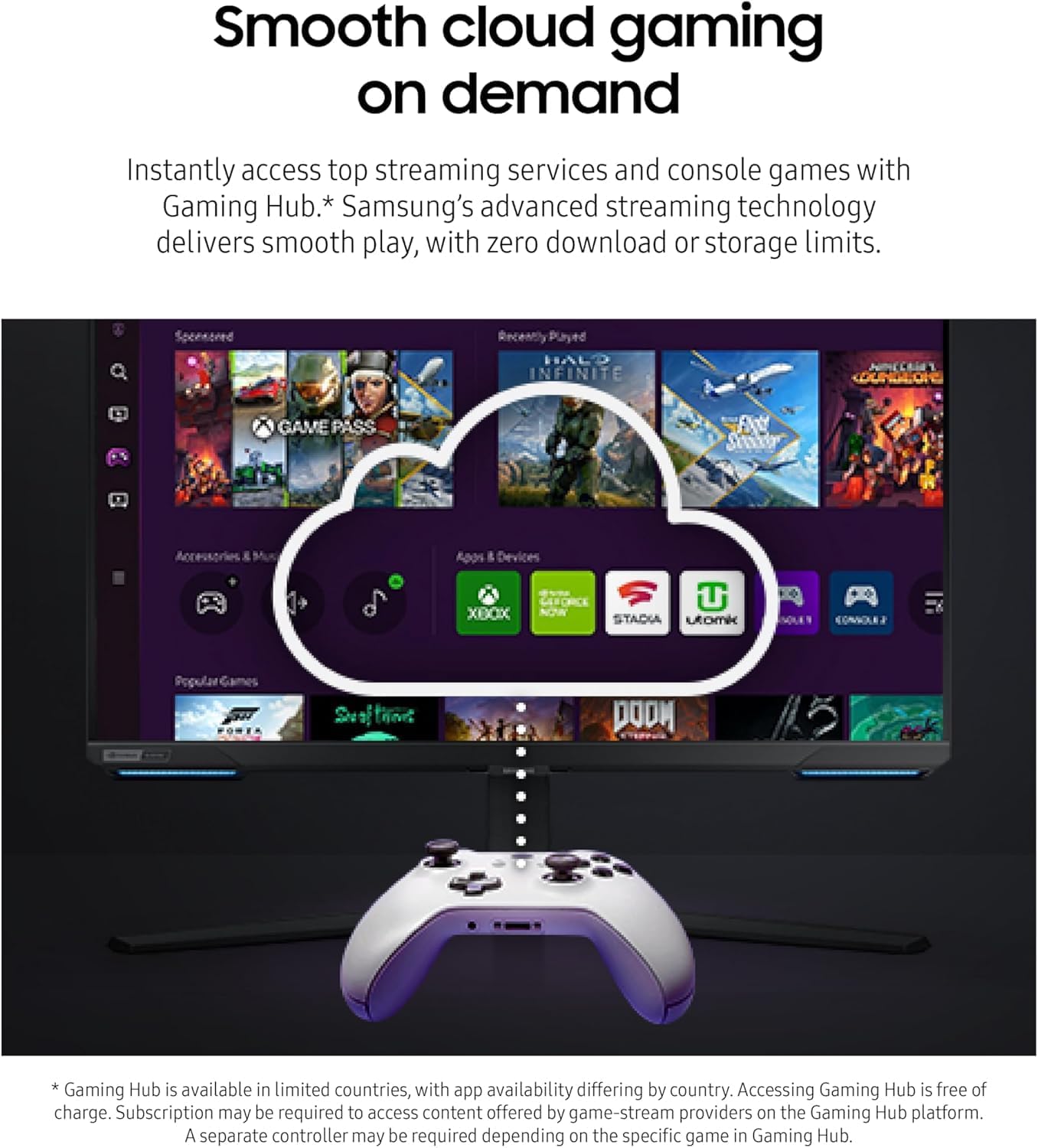 Samsung Odyssey 28-Inch UHD(3840 x 2160) Gaming Monitor | Built-in Speakers | HDR 400 144Hz 1ms | G-Sync and FreeSync Premium Pro Compatible | Wi-Fi 5 | Smart TV | Includes Remote Control