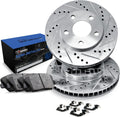 R1 Concepts Front Brake Kit Fits 2011-2014 Honda Odyssey| Semi Met Pads, Drilled Slotted Rotors| Hardware| 12.6' Front