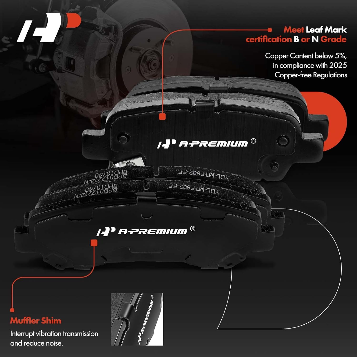 A-Premium Front Vented & Rear Solid Disc Brake Rotors + Ceramic Pads Kit Compatible with Select Nissan Models - Maxima 2009-2014 2016-2019, 3.5L, 12-PC Set