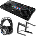 Pioneer DDJ-REV5 4-deck DJ Controller with Cans50 Professional Headphones and LPT5000 Laptop Stand