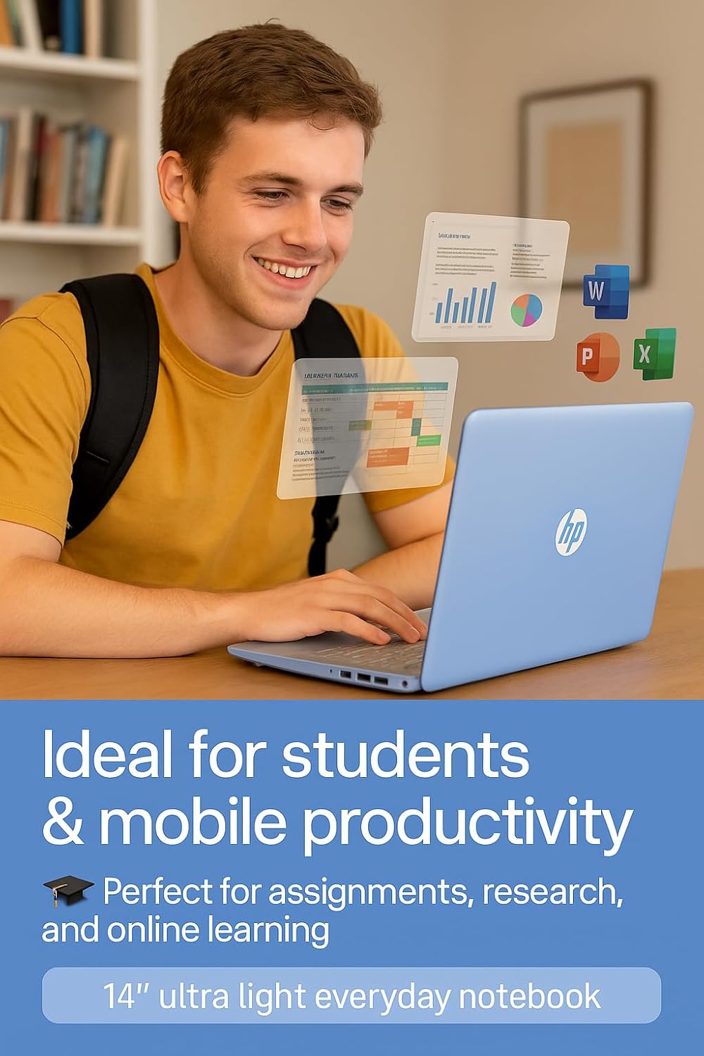 HP Flagship Everyday Laptop Computer - Win 11 Pro & AI-Powered 1-Y Office 365 • Intel Quad-Core(up to 3.4GHz) • Long Battery • 16G RAM • 128G UFS • w/256G SD Card & DVD Drive for Student & Business