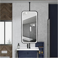 Ceiling Hanging Rod Mirror,Illuminated Bathroom Vanity Mirror,Wrought Iron Frame Rectangular Decorative Mirror,Easy to Install,Black-50x80cm,Black-50x80cm