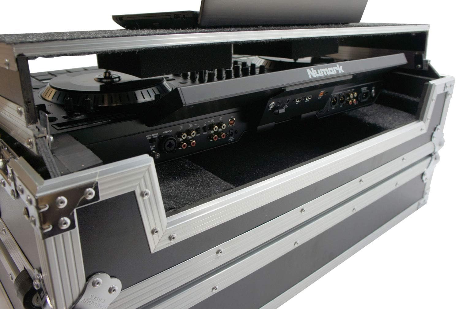 Harmony Audio HCNS7LTWFXTR Flight Glide Laptop Stand Combo DJ Case Compatible with Numark NS7 II