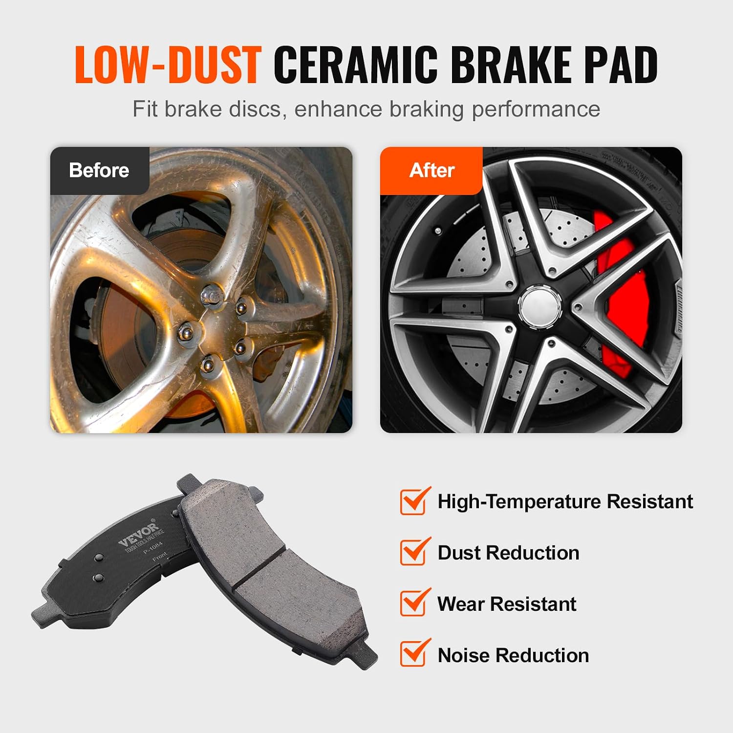 VEVOR Front and Rear Brake Kit for 06-2018 Dodge Ram 1500, 07-2009 Dodge Durango Chrysler Aspen, Drilled and Slotted Brake Rotors Ceramic Brake Pads Replacement, 13.2' Front Rotors 13.9' Rear Rotors