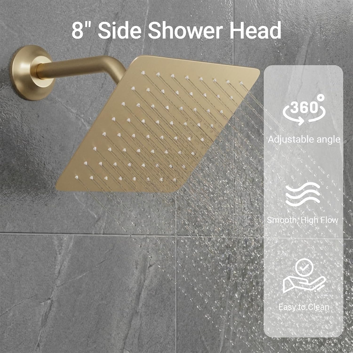 Brushed Gold Shower System Temperature Display Shower Faucet Set with 12 inch and 8 inch Full Body Shower Head, with 6 PCS Body Jet and Handheld Spray