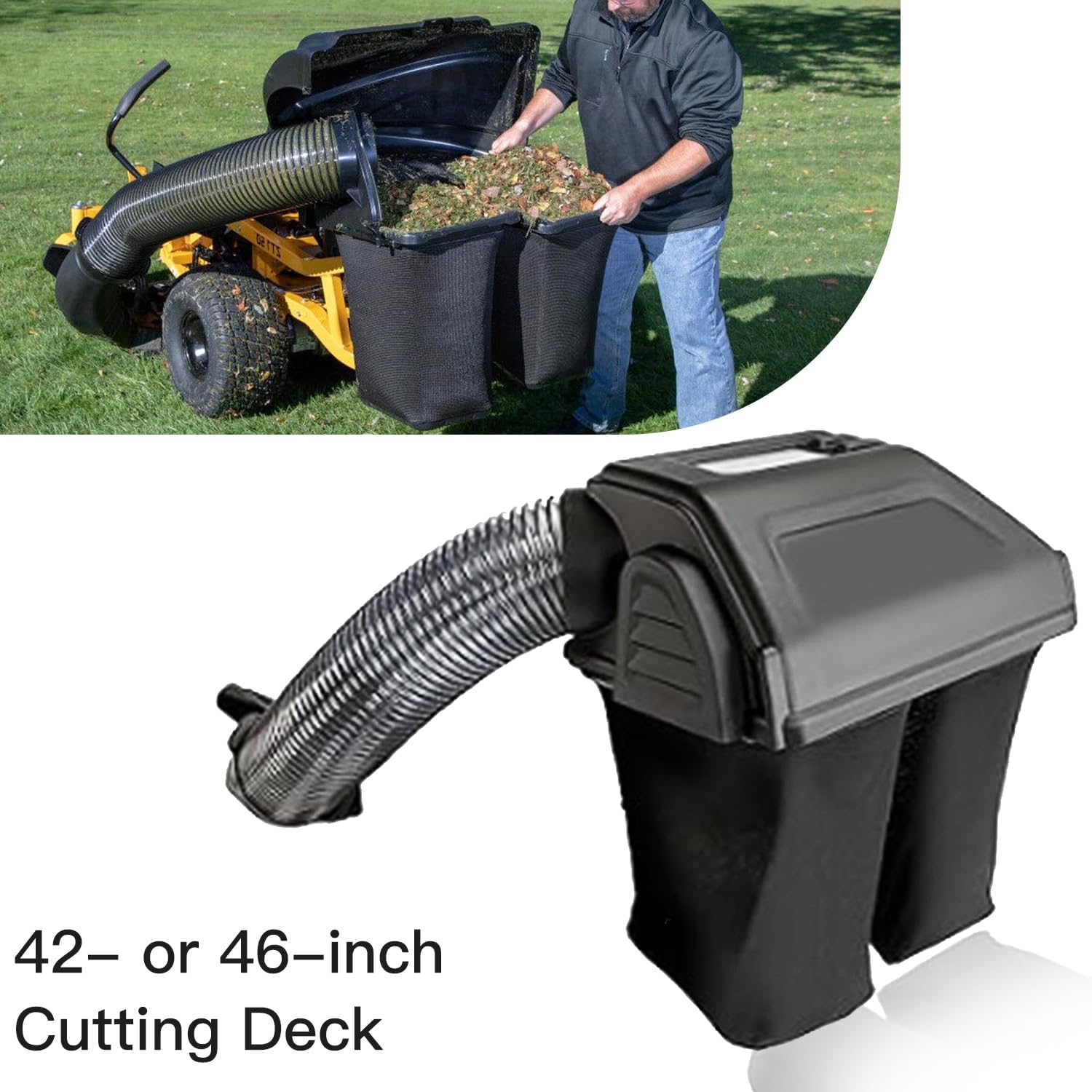 deawater 19A30031OEM 42inch or 46inch Double Bagger for Cub Cadet, Craftsman MTD Riding Mower Bagger Riding Lawn Mowers (2010 and After) and Other Top Models