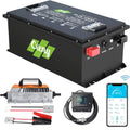 48V 125AH Lithium Battery LiFePO4 Golf Cart Battery with Smart APP Control 200A BMS, Touch Monitor and 58.4V 18A Lithium Battery Charger for Golf Cart Lawn Mower Solar RV and Off Grid
