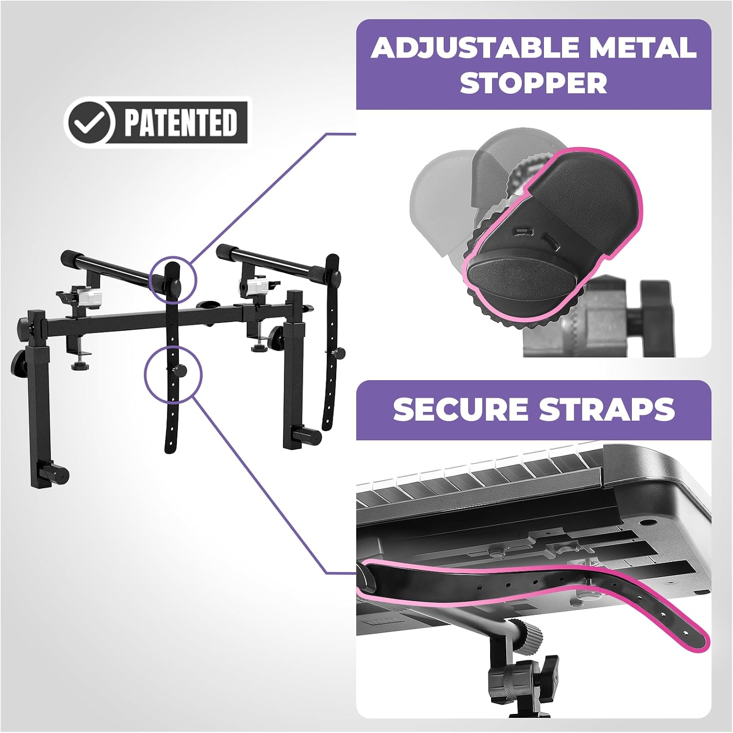 Liquid Stands Dual Piano Keyboard Stand w/ Wheels and 2nd Tier - Rolling Z Style Adjustable, Portable 2 Tier Heavy Duty Music Stand for Synths and Electric Digital Keyboards - Fits 54 61 88 Key Pianos