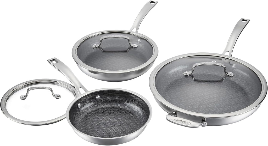 Cuisinart FusionPlus Hybrid Stainless Steel Cookware Set, 6-Piece Skillet Cooking Set with PFAS-Free PURELYSEAR Ceramic Technology, Scratch Proof, Cool Grip Handles, Dishwasher Safe