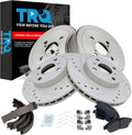 TRQ Front & Rear Brake Pad & Rotor,Shoe & Drum Kit Premium G-Coated Ceramic Performance Compatible with 1993-1997 Geo Prizm Toyota Corolla