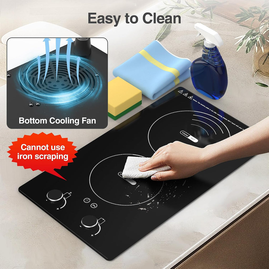 VBGK Single and Double Electric Cooktop, 110V Electric Stove Top with 9 Power Levels, Kids Lock & Timer,LED Touch Control,Overheat Protection Electric Stove